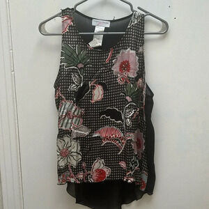 Christina Gavioli racerback tank top floral houndstooth printed blouse shirt